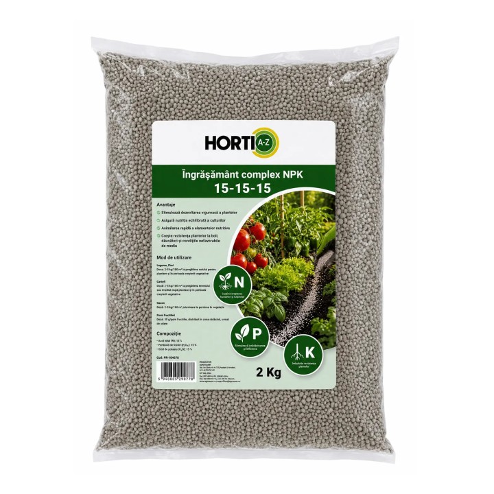 Îngrășământ NPK HORTI A-Z 15-15-15, 2 kg | Verdon