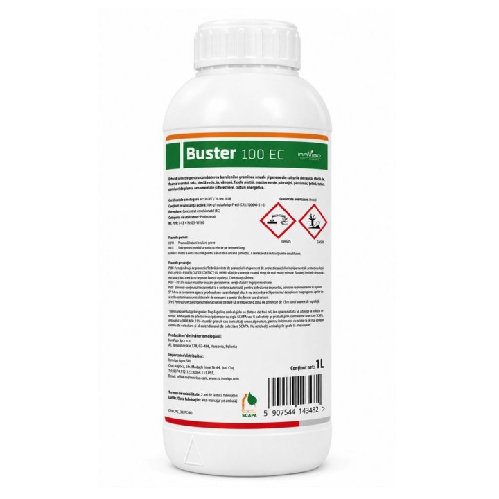 Erbicid BUSTER 100 EC - 1 Litru, Innvigo, Rapita, Sfecla de zahar, Floarea soarelui, Postemergent