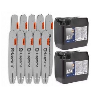 Pachet SMART-MIX 455 - Sina HUQVARNA X-Force 45 cm 3/8'' 1,5 mm (x 10) + Ulei amestec Husqvarna 2T - 10 Litri (x 2)