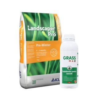 Pachet SMART-MIX 457 - Îngrășământ Landscaper Pro PRE-WINTER 15 kg + Îngrășământ GRASSMAX 1 L