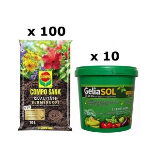 Pachet SMART-MIX 461 - COMPO SANA, Universal 10 L (x 100) + GELIASOL 25-25-25+MgO+Me 5 kg (x 10)