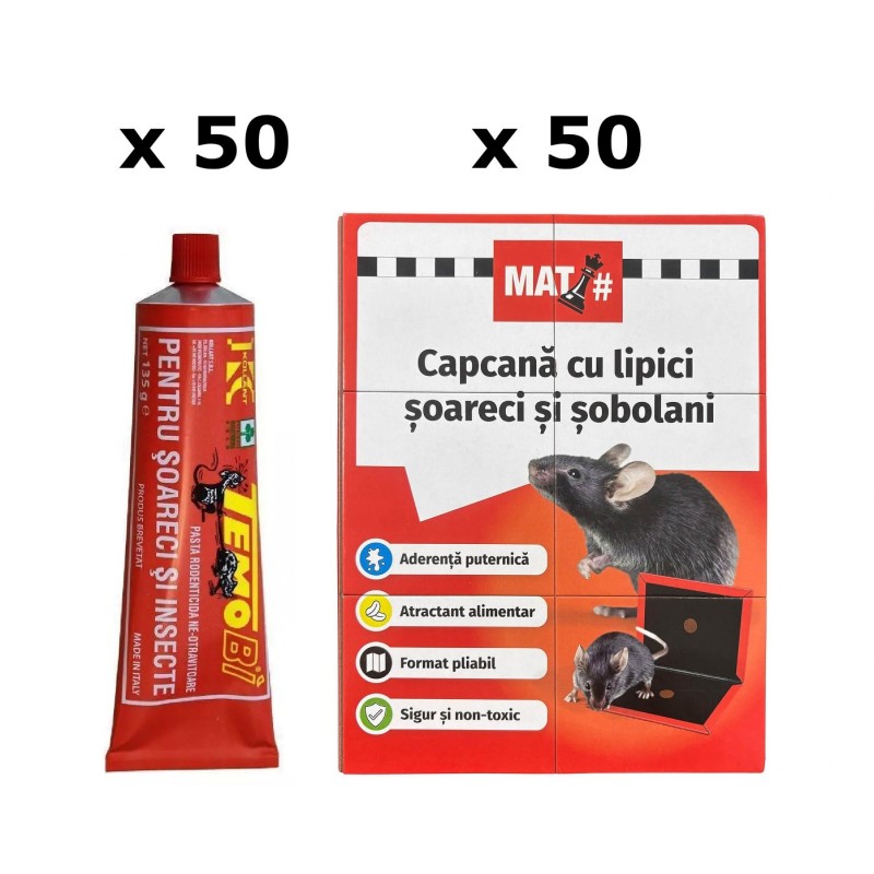 Pachet SMART-MIX 462 - Lipici TEMO BI (x 50) + Capcane tip Carte MAT (x 50)