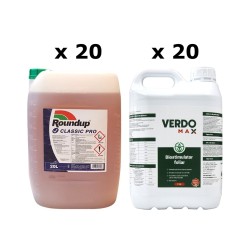 Pachet SMART-MIX 468 - Erbicid total ROUNDUP® CLASSIC PRO 20 L, Bayer (x 20 buc) + Biostimulator VERDOMAX® 5 L (x 20 buc)
