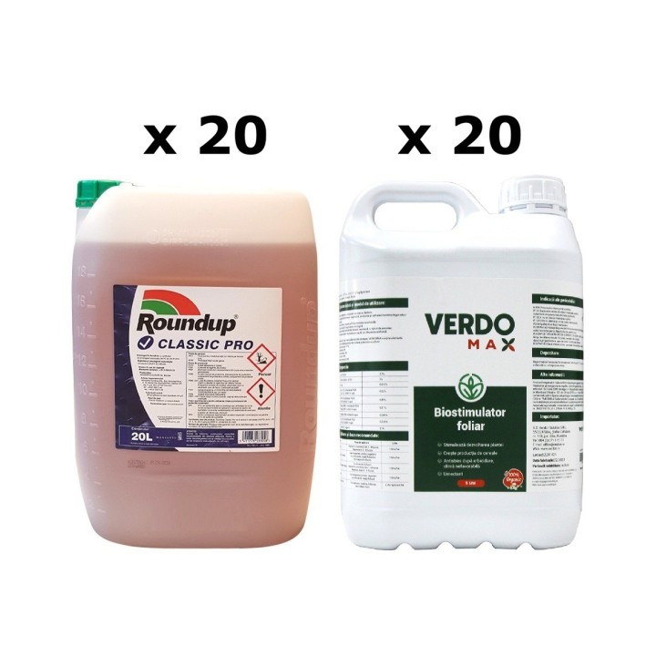 Pachet SMART-MIX 468 - ROUNDUP CLASSIC PRO 20 L (x 20 buc) + VERDOMAX 5 L (x 20 buc)