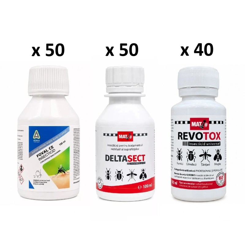 Pachet SMART-MIX 475 - Insecticid FOVAL - 100 ml (x 50) + Insecticid DELTASECT - 100 ml (x 50) + Insecticid REVOTOX - 100 ml (x