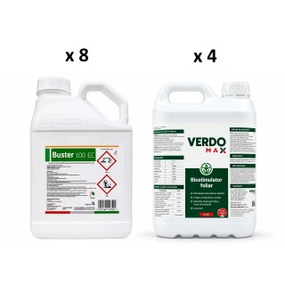 Pachet SMART-MIX 478 - Erbicid BUSTER 100 EC® - 5 Litri (x 8 buc) + Biostimulator VERDOMAX - 5 Litri (x 4 buc)