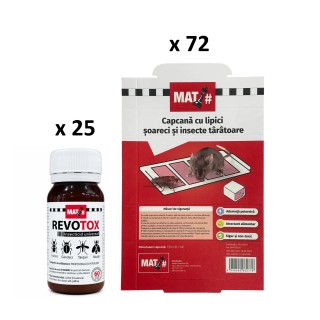 Pachet SMART-MIX 479 - Insecticid REVOTOX - 50 ml (x 25 buc) + Placa adeziva MAT, 13,5 x 21,7 cm (x 72 buc)