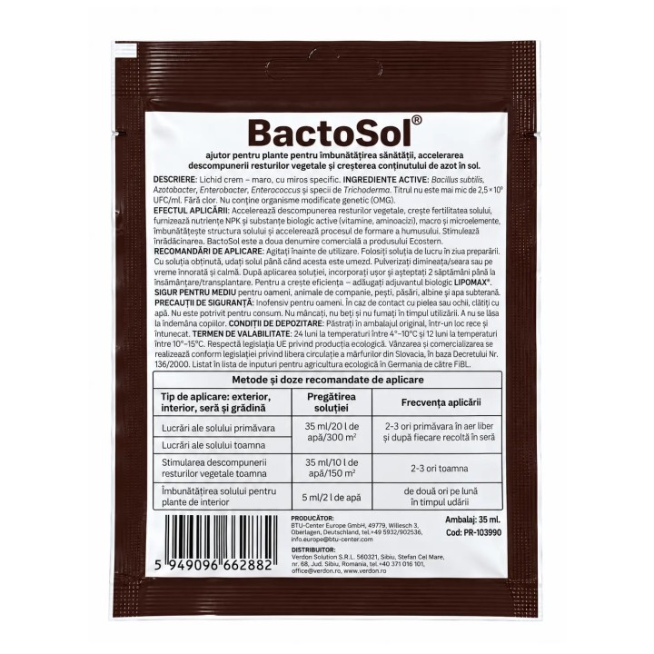 Ameliorator sol BACTOSOL - 35 ml, Biologic, Bacto, 150 m²