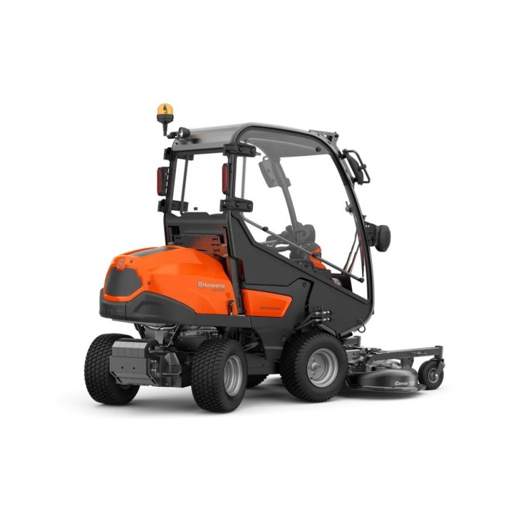 Tractor de tuns gazon profesional Husqvarna P 525DX cu cabină, Motor diesel Kubota 1.123 cm³, Tracțiune AWD, Fără masă de tăiere