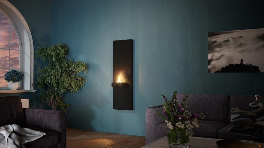 Șemineu perete TenderFlame ROCK BLACK